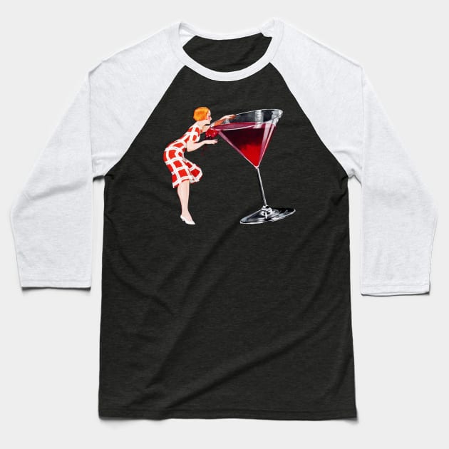 Red Drink - Vintage Poster Baseball T-Shirt by CozyCanvas